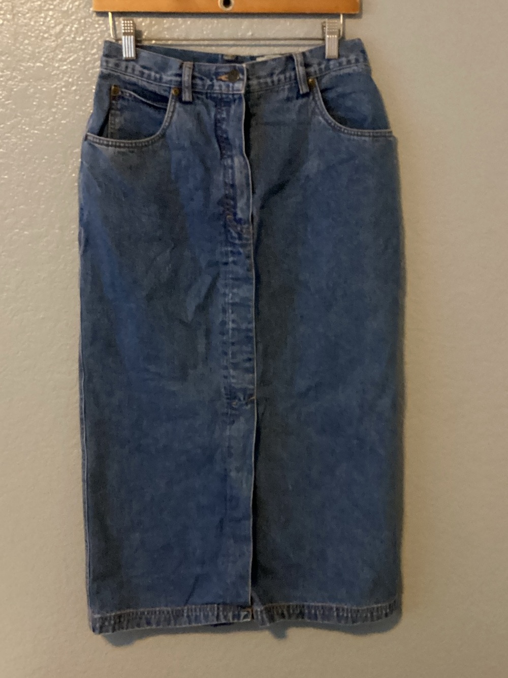 Eddie Bauer Classic Blue Denim Midi Skirt - Women's Jeans